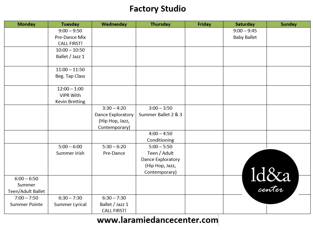 Summer Schedule LARAMIE DANCE CENTER summer-schedule-laramie-dance-center